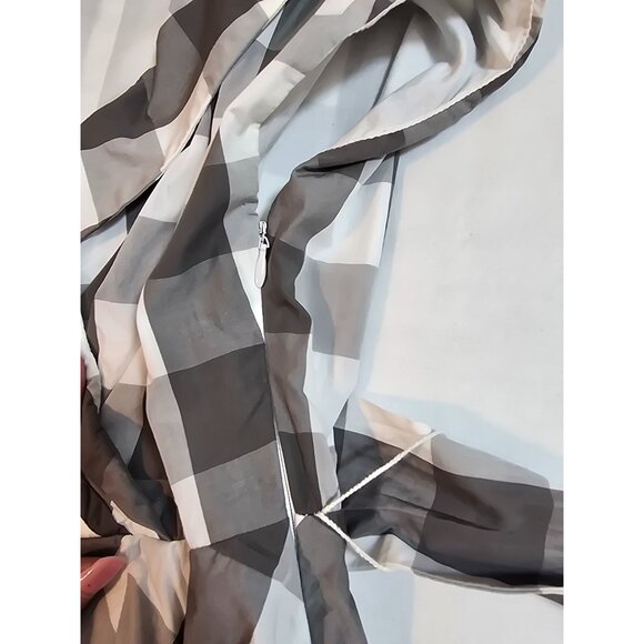 Sleeveless Gray & White Gingham Wrap Dress With Belt Chadwicks  Size 2P - Picture 9 of 11